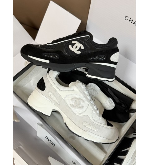 샤넬 스니커즈 운동화 스웨이드 카프스킨 화이트 블랙 G46872 35~40 굽 2cm