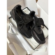 Chanel 샤넬 COCO 로고 스티치 블랙 레더 여성 스니커즈 35~40 굽 3.5cm