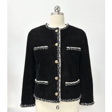 샤넬 2025/26 가을-겨울 재킷 자켓 코듀로이 블랙, 골드 & 화이트 36 38 40 #타지아