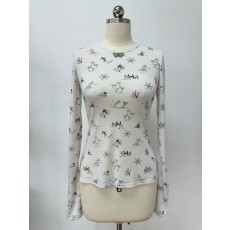 샤넬 코코 네쥬 컬렉션 스키 프린트 롱 슬리브 티셔츠 36 38 40 #타지아