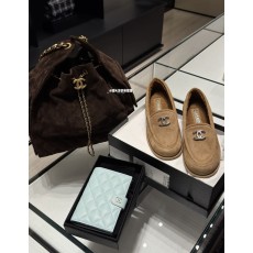 샤넬25A 시어링 로퍼 모카신 cc로고 스웨이드 베이지 G45886 35~40 #폭스샵