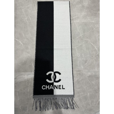 샤넬 CC 로고 투톤 양면 머플러 목도리 여성 남성 남여공용 블랙 184*34cm 메리노울 100% #vvip공장