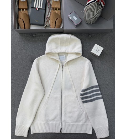 톰 브라운(Thom Browne) 클래식 루프백 4-바 풀 지퍼 후디 1 2 3 4