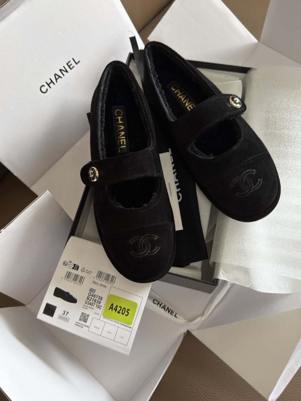 샤넬 25FW CC로고 메리제인 시어링 플랫슈즈 G46759 블랙 베이지 35~40