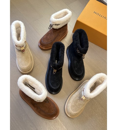 루이비통 코티나 모노그램 스웨이드 시어링 여성 앵클 부츠 블랙 1AIUEH 35~40