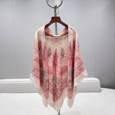 로로피아나 Yoyogi 아카이브 패턴 실크 캐시미어 숄 화이트멀티 FAN9544 T1GF 140*140cm 캐시미어 100%