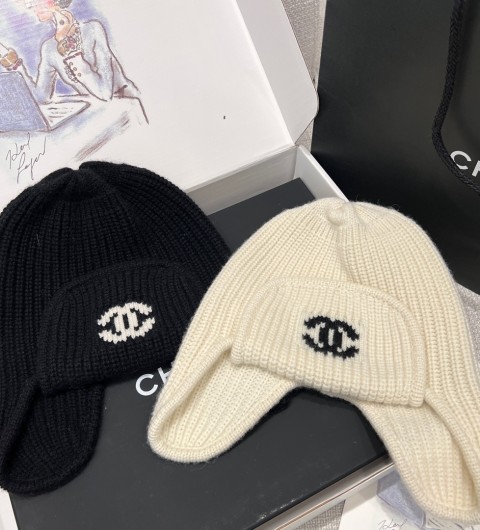 샤넬 24N 코코네쥬 모자 CC로고 트레퍼 햇 차프카 캐시미어 화이트 블랙 AAA448 캐시미어 100%