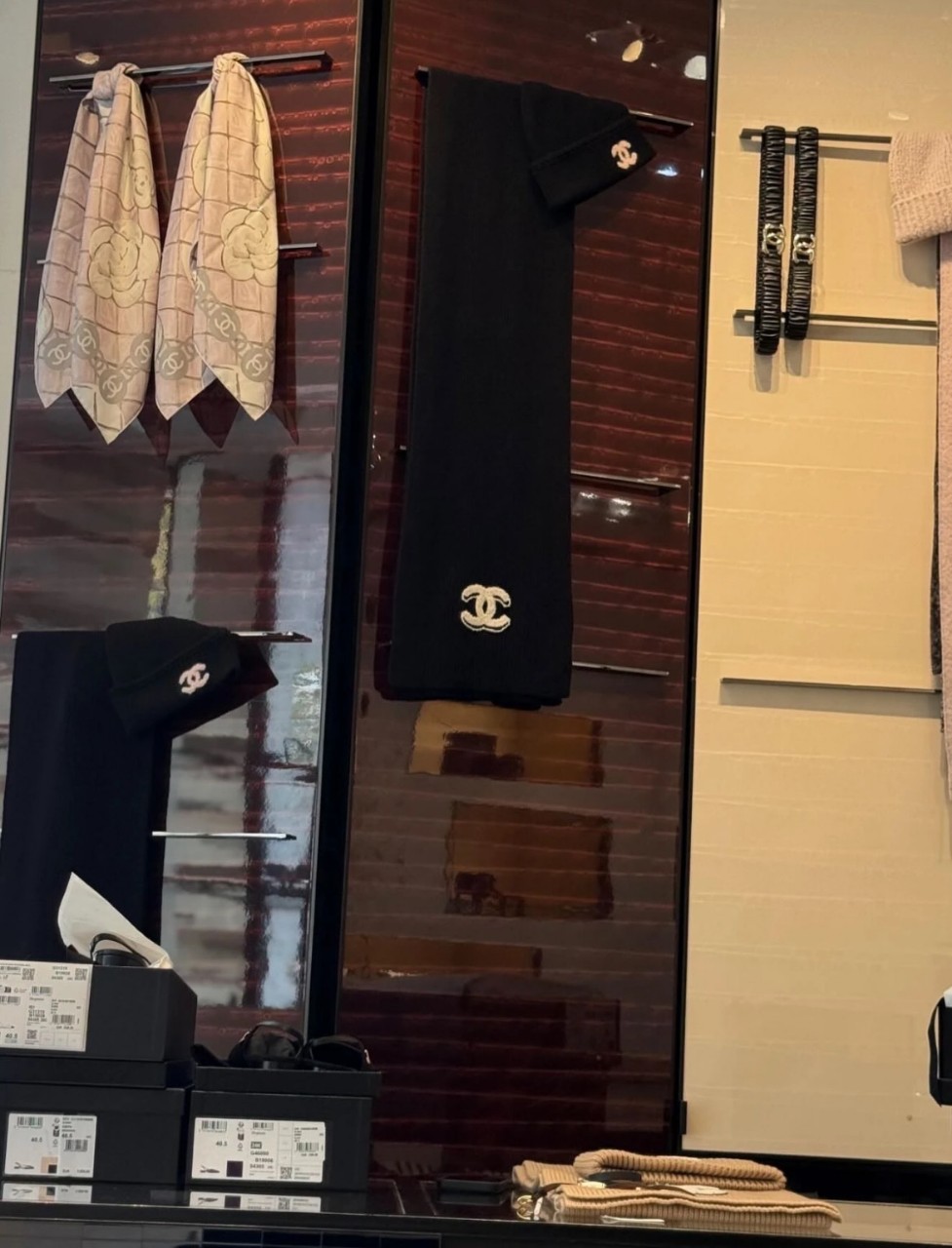 샤넬 CC로고 비니 모자 머플러 AAB308 180*30cm 캐시미어 100%