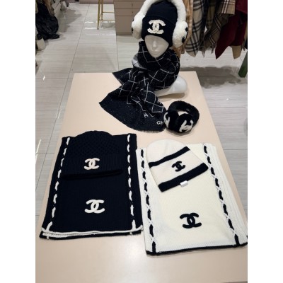 샤넬 25A 공방 머플러 CC로고 블랙 화이트 목도리 AAB111 190*30cm 캐시미어 100%