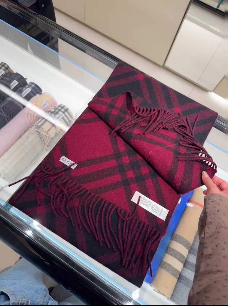 버버리스카프 체크 캐시미어 옥스블러드 레드 81168761 168*30cm 캐시미어 100%
