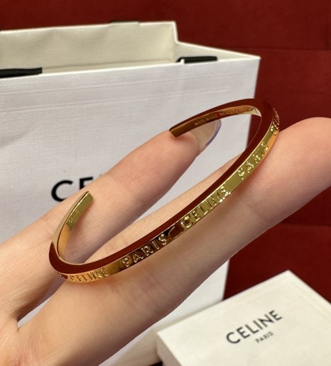 셀린느 CELINE 파리 Celine Paris 골드 피니시 브라스 씬 커프 Thin Cuff 팔찌 브레이슬릿 #폭스샵