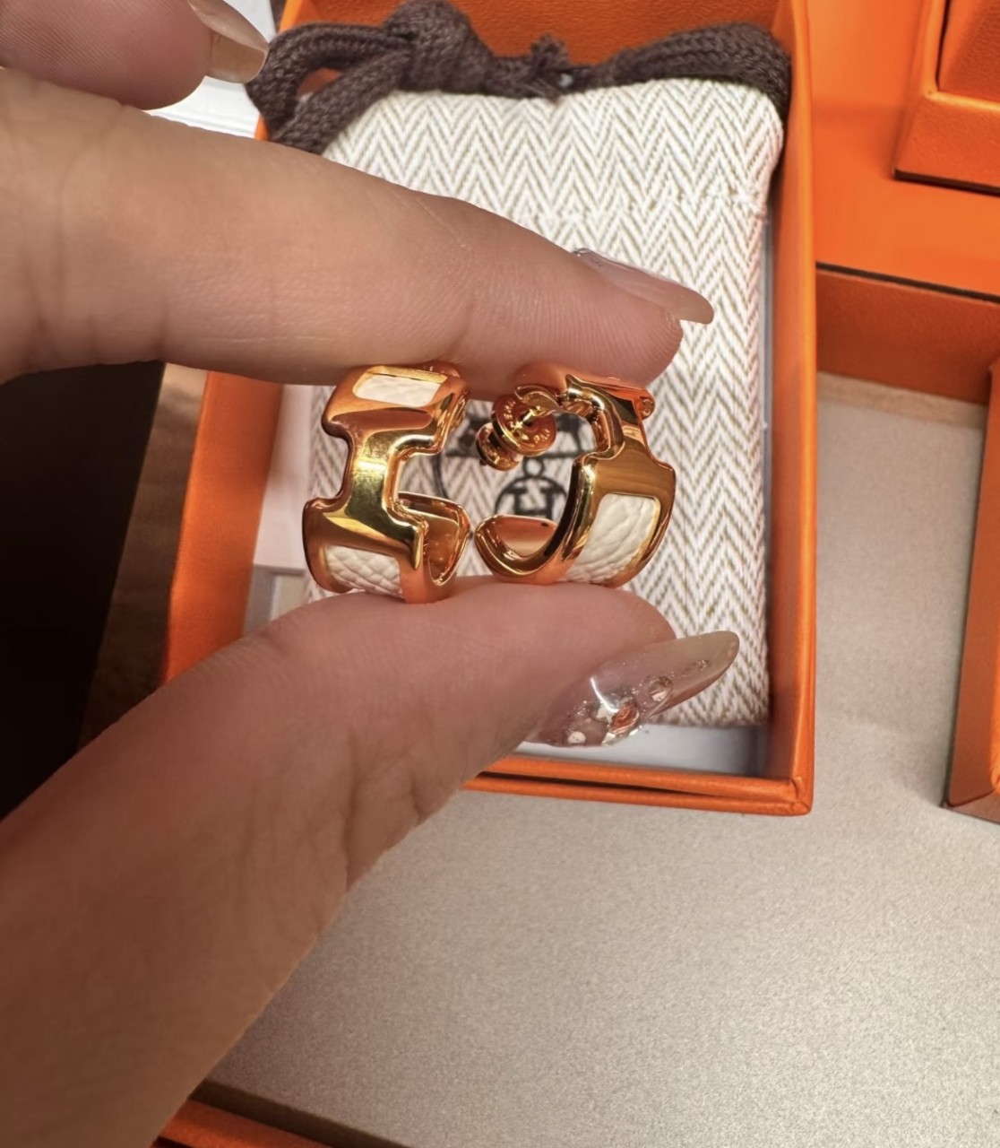 에르메스 HERMES Olympe 이어링, 스몰 모델 #폭스샵