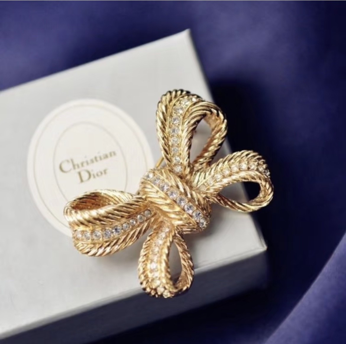 빈티지 크리스챤 디올 Christian Dior 골드 톤 리본 브로치 #폭스샵