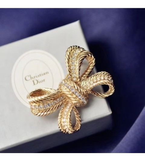 빈티지 크리스챤 디올 Christian Dior 골드 톤 리본 브로치 #폭스샵