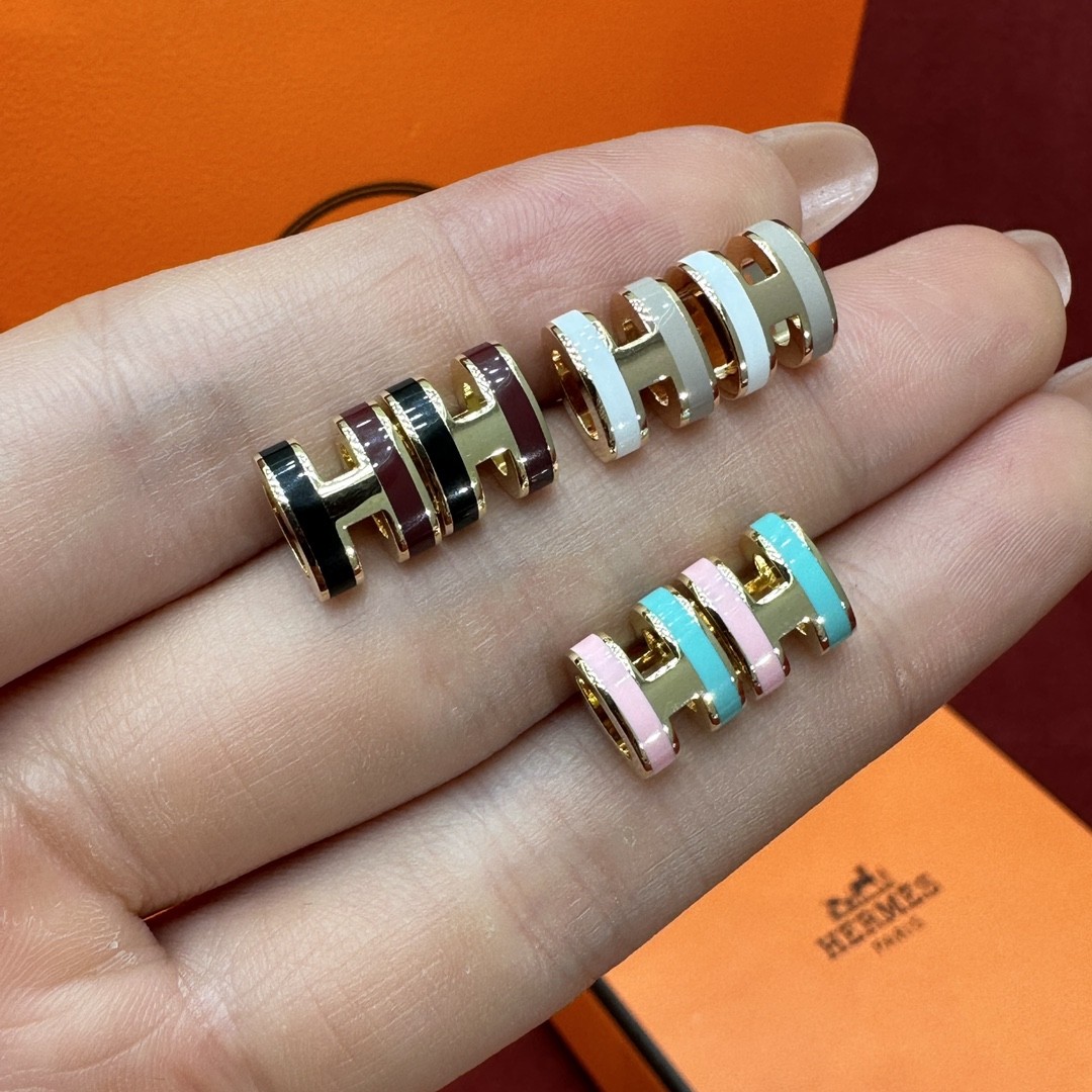 에르메스 미니 팝아슈 H 로카바 이어링 귀걸이 로즈 골드 하드웨어 시스템 H100065FOB2 #폭스샵