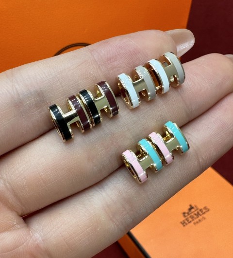 에르메스 미니 팝아슈 H 로카바 이어링 귀걸이 로즈 골드 하드웨어 시스템 H100065FOB2 #폭스샵