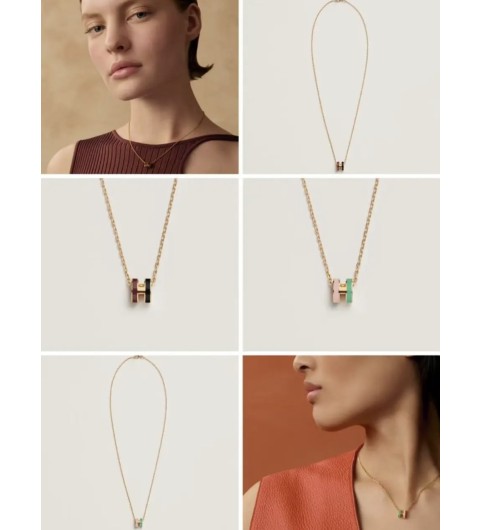 에르메스 HERMES 미니 팝아슈 펜던트 로즈 골드 목걸이 #폭스샵