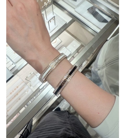 디올 나이트 코드 뱅글 Dior Night Code Bangle 골드 피니시 메탈 & 화이트 크리스탈, 블랙 래커 팔찌 #폭스샵