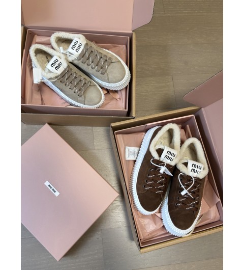 MIU MIU 미우미우 셔링 라이닝 스웨이드 플랫폼 스니커즈 35~40