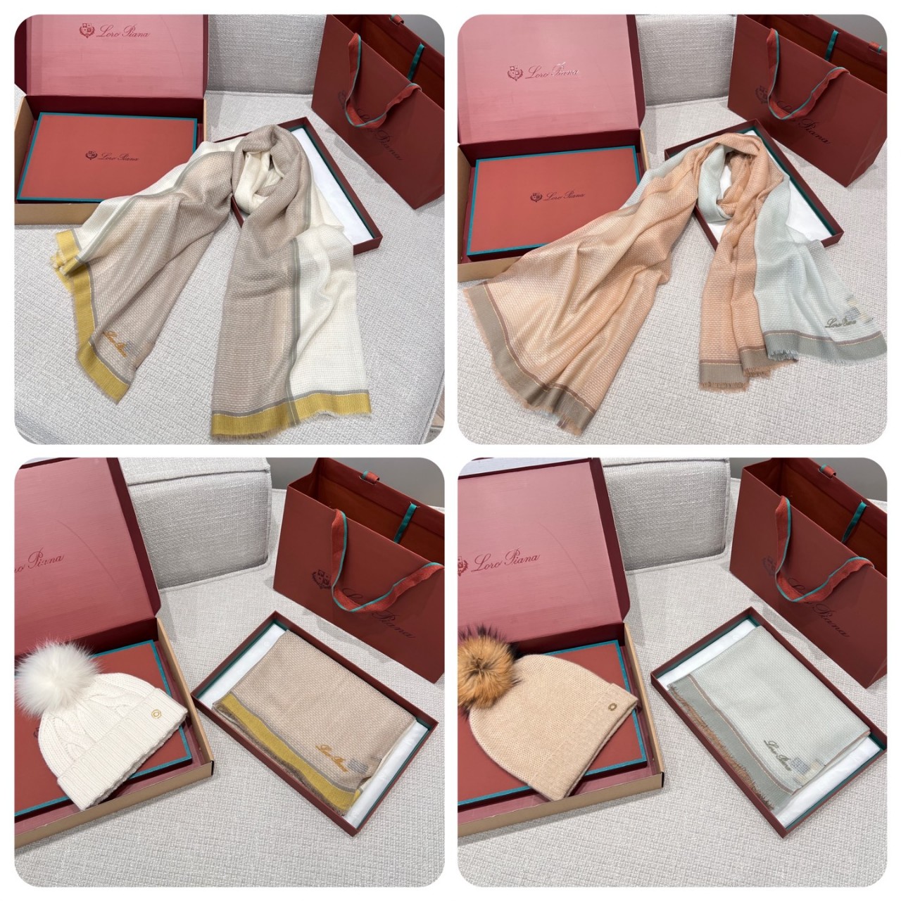 로로피아나 Loro Piana 캐시미어 스카프 머플러 비니 200*90cm 100%캐시미어