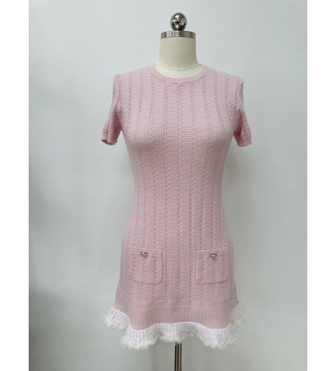 샤넬 Chanel 25B 라이트 블루 핑크 니트 원피스 36 38 40 #타지아