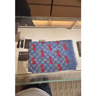 루이비통 LV x TM 체리 데님 세리즈 숄 M96379 133*133cm 울 100%