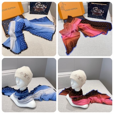 루이비통 그라디언트 자카드 링 캐시미어 스카프 머플러 180*110cm 캐시미어 100%