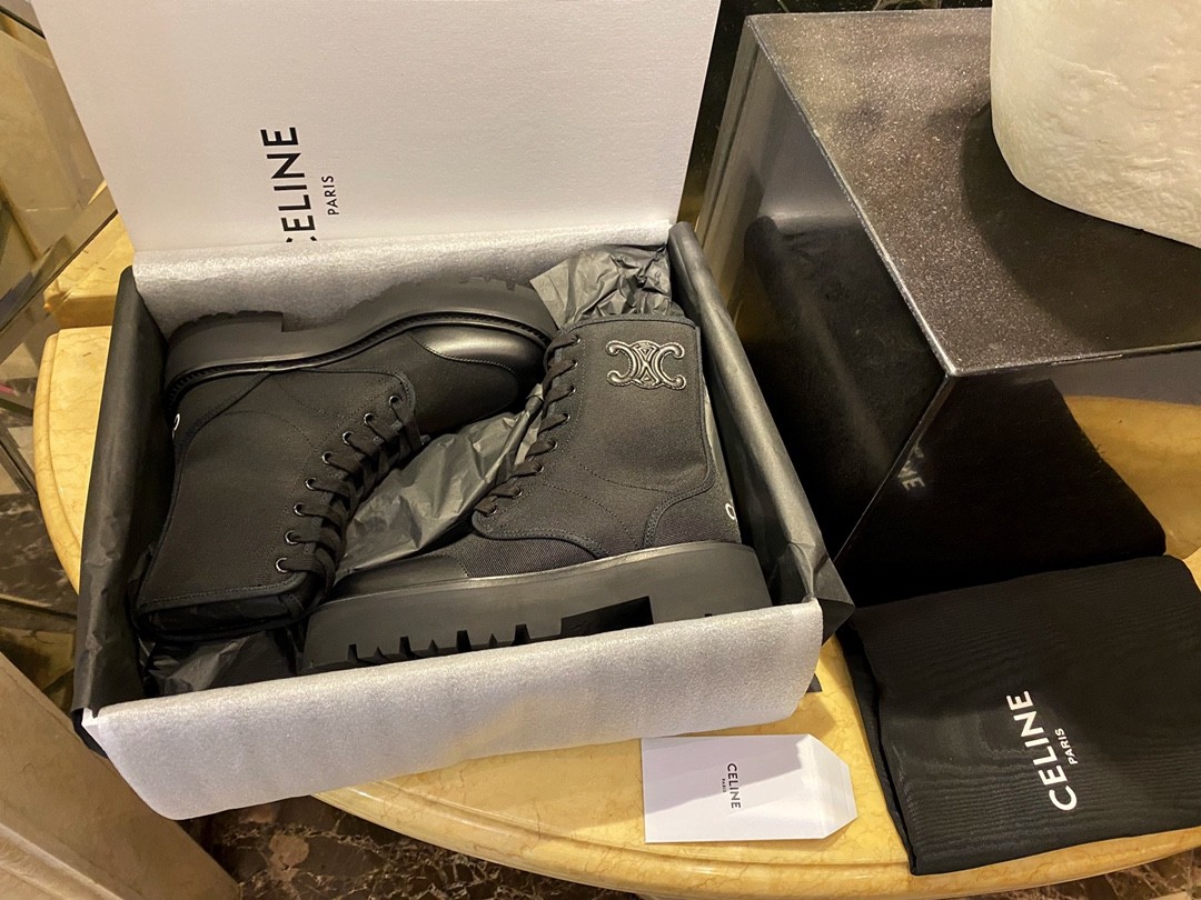 셀린느 CELINE 트리오페 패치 나일론 레이스업 부츠 35~40 #해피샵