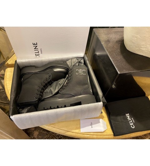 셀린느 CELINE 트리오페 패치 나일론 레이스업 부츠 35~40 #해피샵