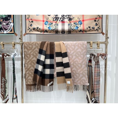 버버리 체크 캐시미어 리버시블 머플러 다크 버치 브라운 8063868 Burberry Check Cashmere Reversible Muffler Dark Birch Brown 200*36cm 캐시미어 100%