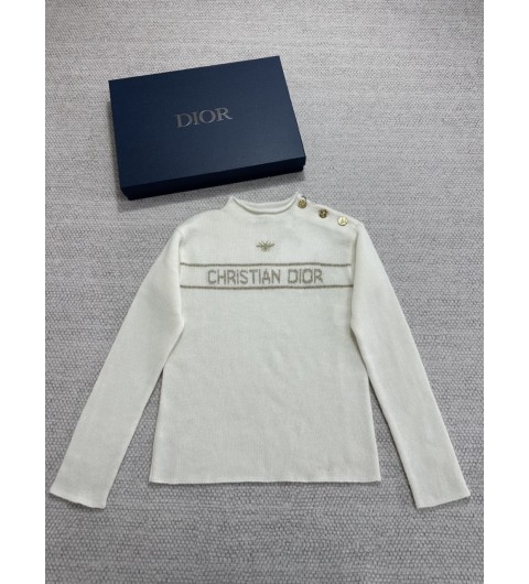 디올 스웨터 에크루 & 골드 톤 캐시미어 블렌드 니트 614S94B0549_X1998 36 38 40 #타지아