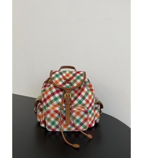 미우 미우 플래드 레더 백팩 레드 그린 Miu Miu Plaid and Leather Backpack Red Green 5BZ043-2IFK-F0Q6N 스몰 22*18*11.5cm / 라지 29.5*25*12.5cm