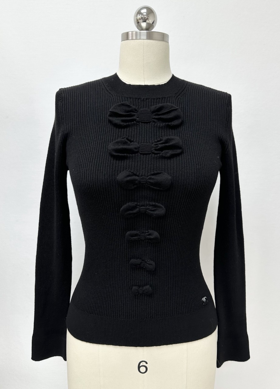 샤넬 CHANEL 25K 리본 골지 스웨터 니트 36 38 40 #타지아