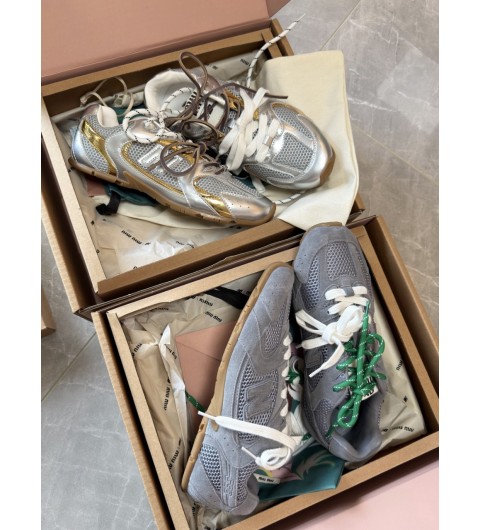 뉴발란스 x 미우 미우 530 SL 메탈릭 레더 메쉬 스니커즈 실버 플래티넘 5E165E-3ZL5-F0X1W 35~41