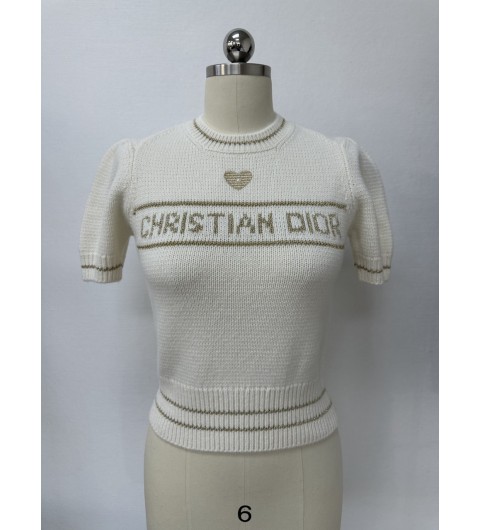 디올 반소매 스웨터 화이트 핑크 버진 울 캐시미어 니트 614S09C3080_X1883 36 38 40 #타지아