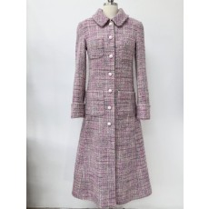 샤넬 CHANEL 2025/26 가을-겨울 프리-컬렉션 코트 울, 모헤어 트위드  핑크, 에크루, 그린 롱코트 자켓 P80390 36 38 40 #타지아