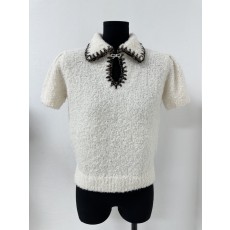 샤넬 25N 코코네쥬 리본 반팔 니트 탑 쇼트 슬리브 캐시미어 알파카 화이트 P79711 36 38 40 #타지아