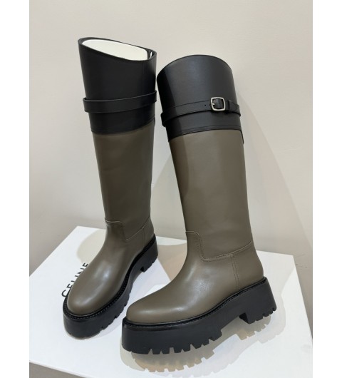 셀린느 여자 롱부츠 벌키 하이 버클 카프스킨 카키블랙 352023554C 35~40