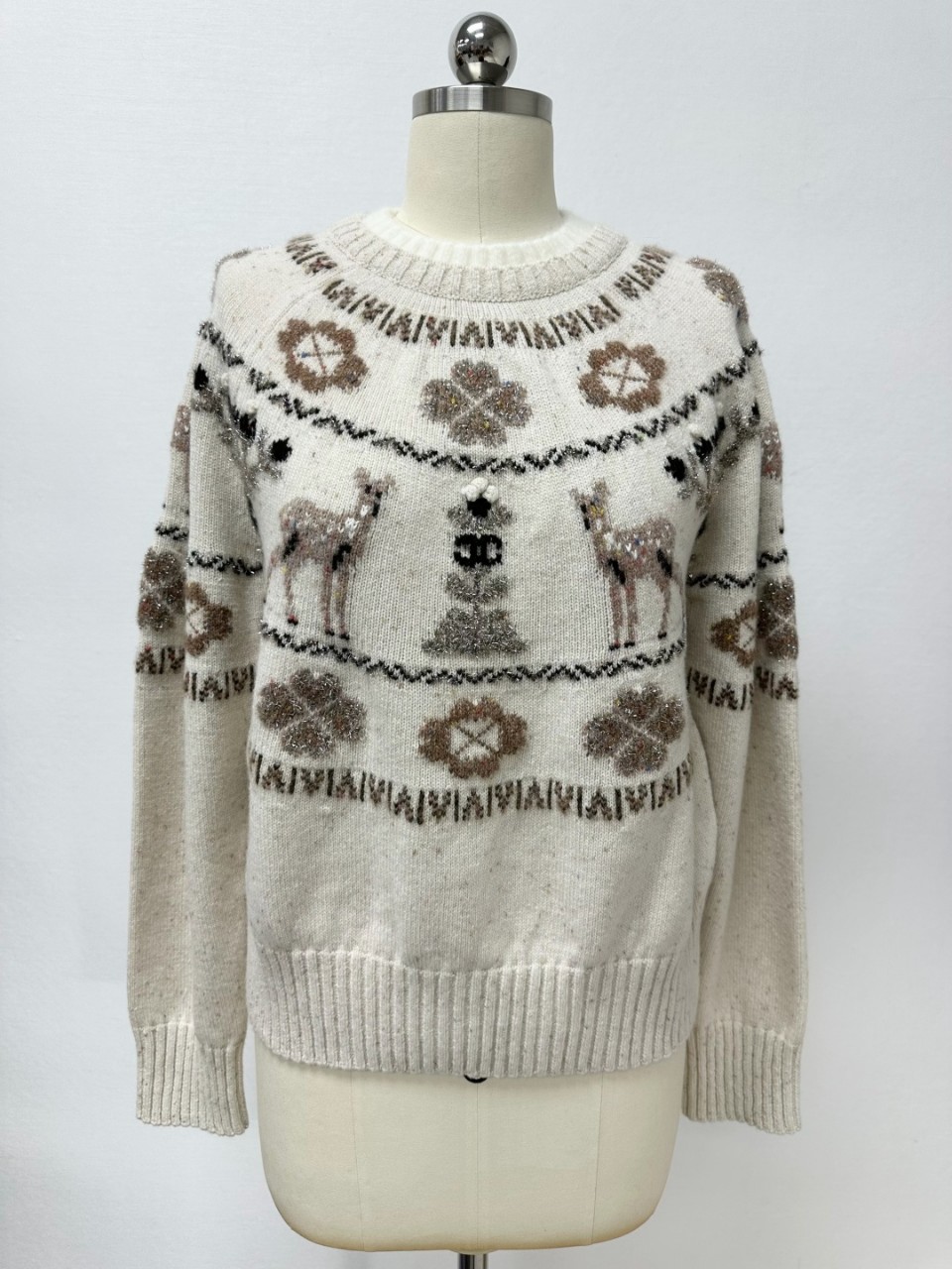 샤넬 25N 코코네쥬 풀오버 캐시미어 니트 사슴 CC로고 스웨터 에크루 베이지 P79701 36 38 40 #타지아