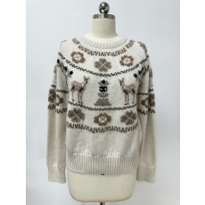 샤넬 25N 코코네쥬 풀오버 캐시미어 니트 사슴 CC로고 스웨터 에크루 베이지 P79701 36 38 40 #타지아