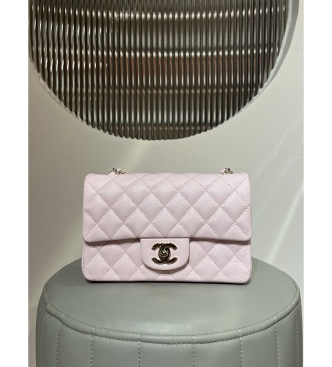 샤넬 CHANEL 클래식 뉴미니 플랩백 캐비어 핑크 샴페인골드 20cm #지존샵