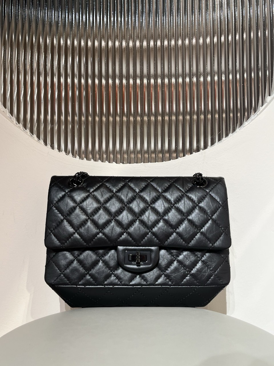 샤넬 CHANEL  올블랙 빈티지 클래식 2.55 플랩백 스몰 16*24*7.5cm #지존샵