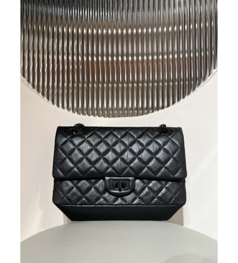 샤넬 CHANEL  올블랙 빈티지 클래식 2.55 플랩백 스몰 16*24*7.5cm #지존샵